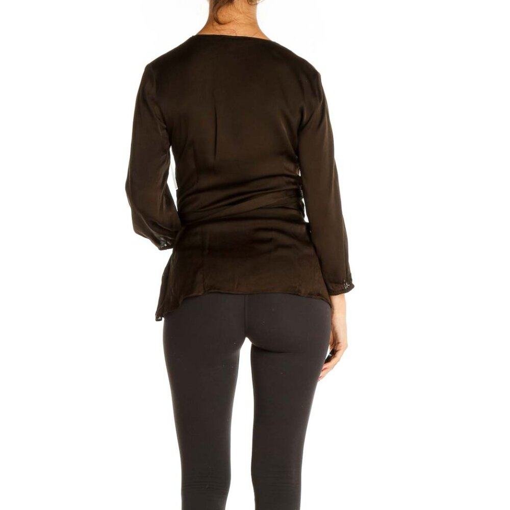Ann Taylor Brown Solid Retro Blouse - Picture 3 of 3